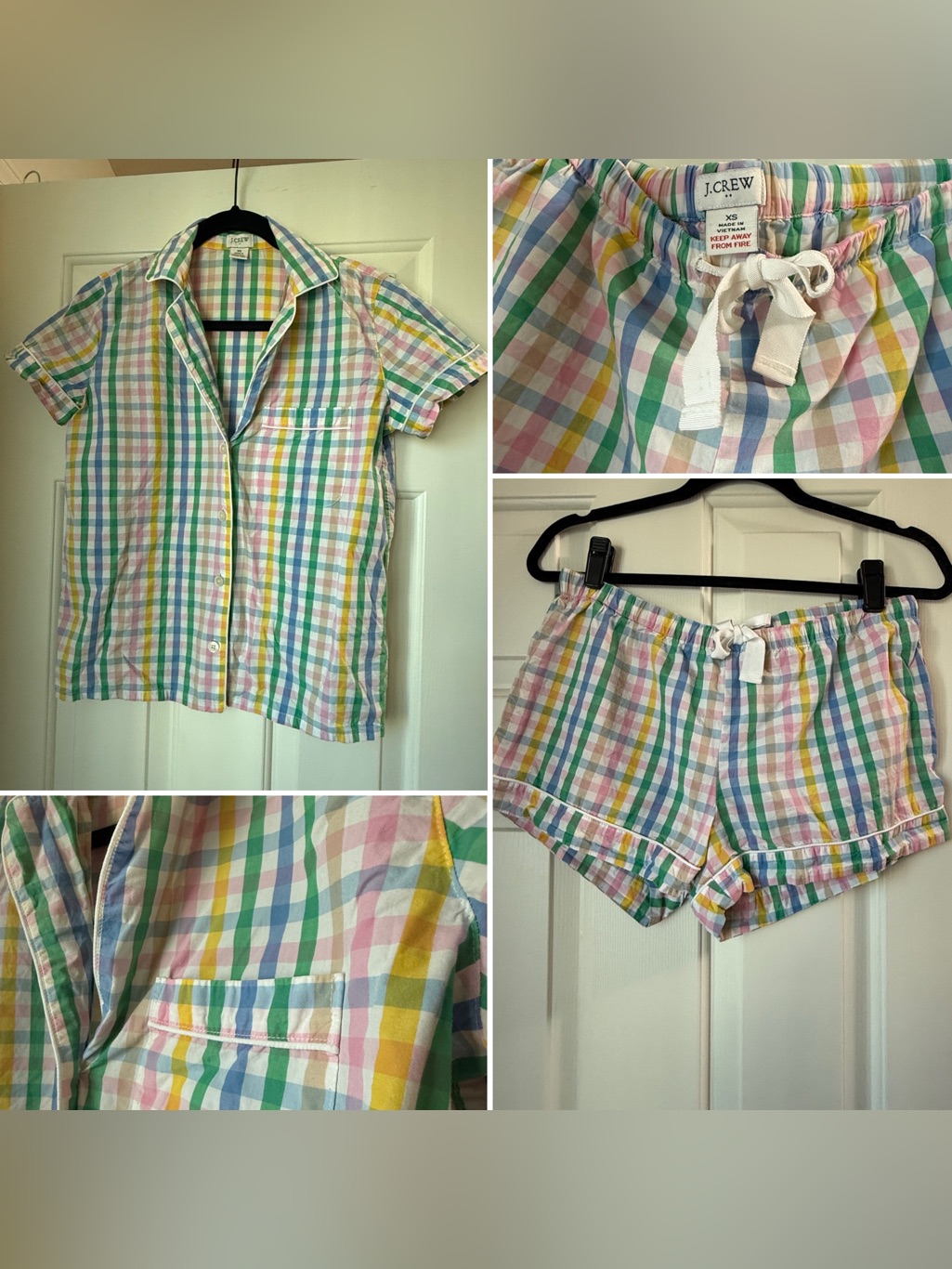 J. Crew Reimagined Pastel Gingham Pajama Set - Multi Pastel Colors